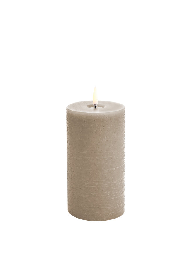 Led pillar melted candle, sandstone, Rustic, 7,8x15 cm