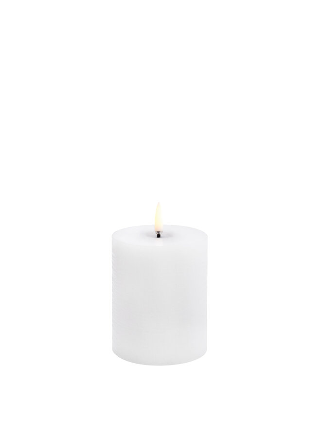 Led pillar melted candle, nordic white, smooth, 7.8x10cm