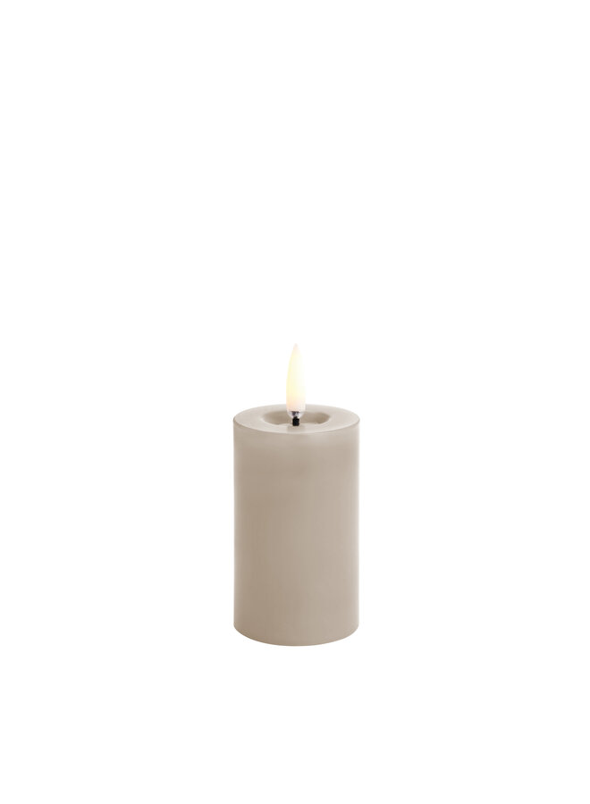 Led pillar melted candle, sandstone, smooth, 5x7,5 cm