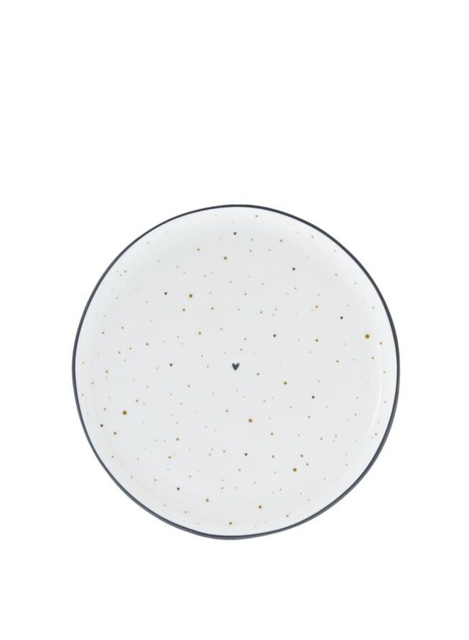 Dessert Plate 19cm White/Little Dots in Caramel