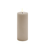 LED pillar candle grooved, Sandstone, Smooth, 5,8x15 cm