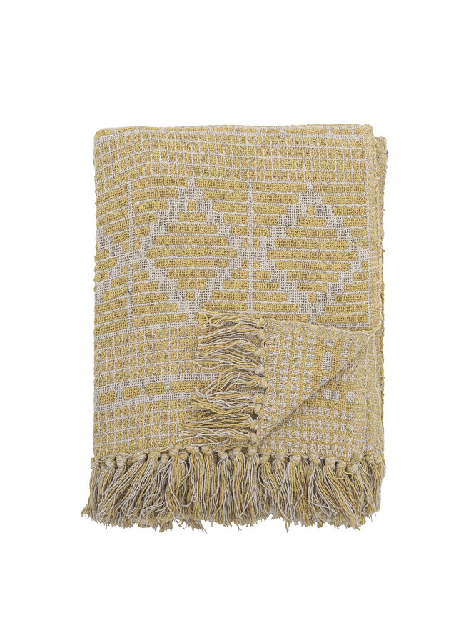 Gutte throw Yellow ,recycled cotton Bloomingville 160x130