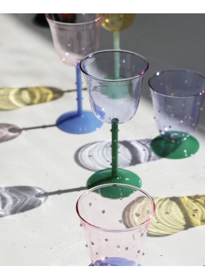 Wine glass dot purple set of 2 Klevering