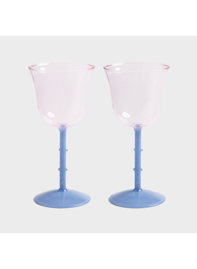 Wine glass dot pink set of 2 Klevering