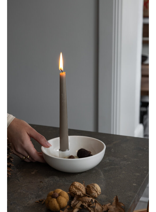 Lidatorp small glossy white candlestick