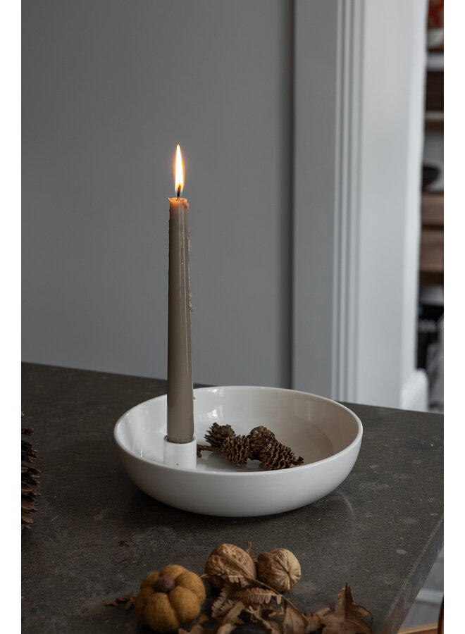 Lidatorp large glossy white candlestick