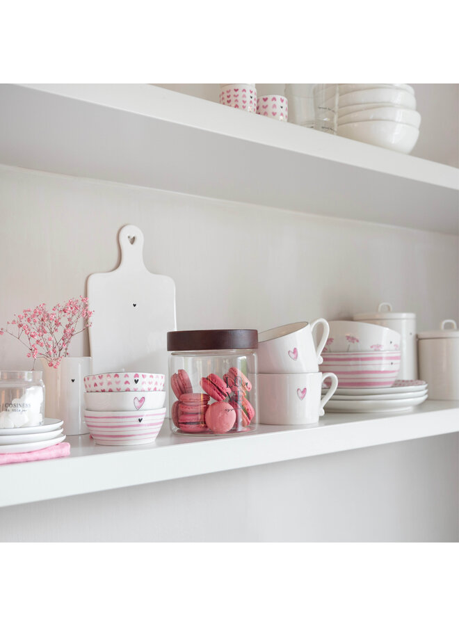 Cup White/Rose Heart 10x8x7cm