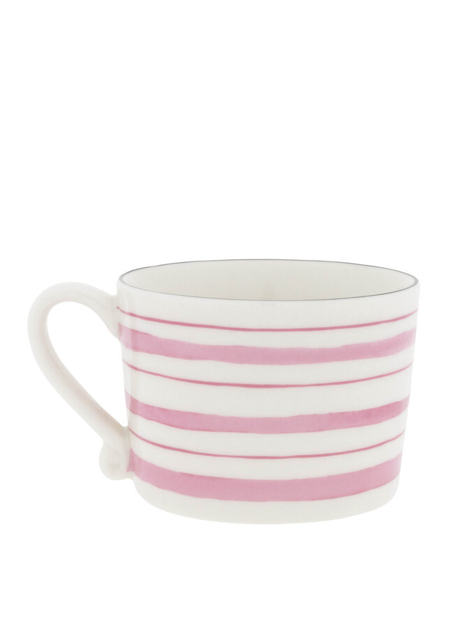 Cup White / Watercolour Rose Stripes 10x8x7cm