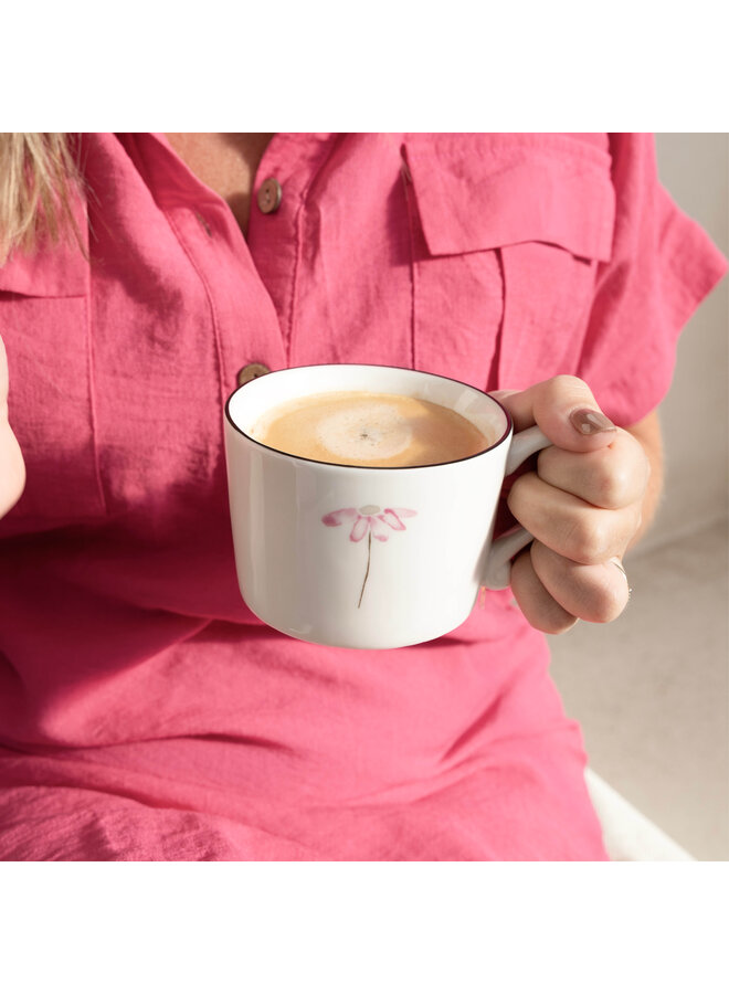 Cup White /Rose Flower 10x8x7cm