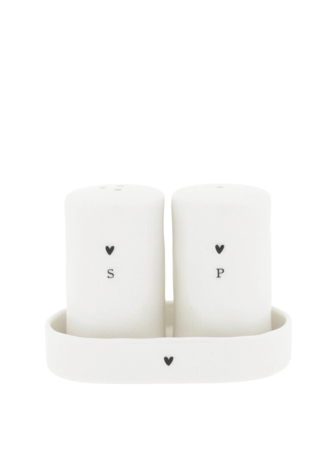Salt&Peper White natural shape/black heart set 3