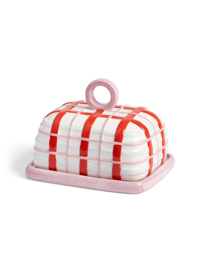 Butter dish plaid pink &Klevering
