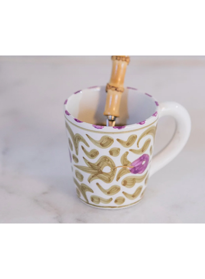 Mug small fleur kaki-lilas gold.ceramic chabi chic