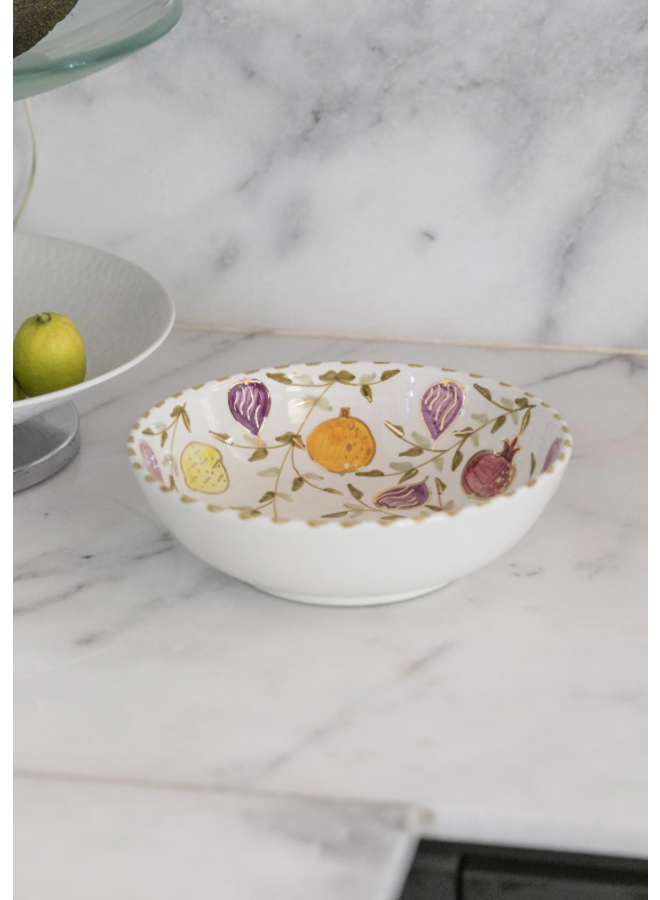 Low salad bowl tutti frutti gold