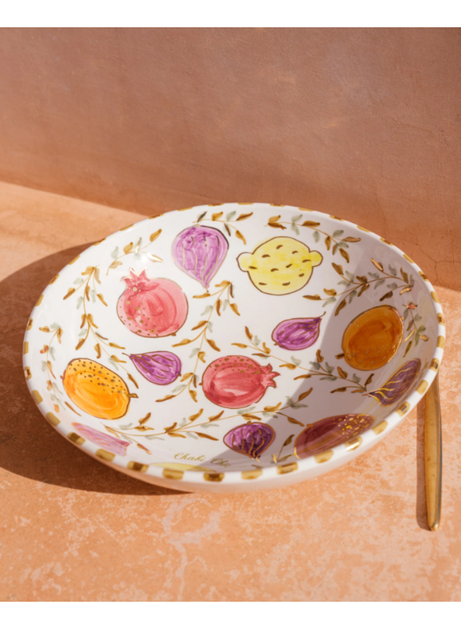 Tutti frutti gold low salad bowl