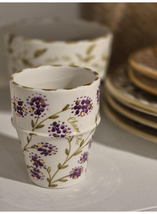 Cup medium  lavender gold ceramic