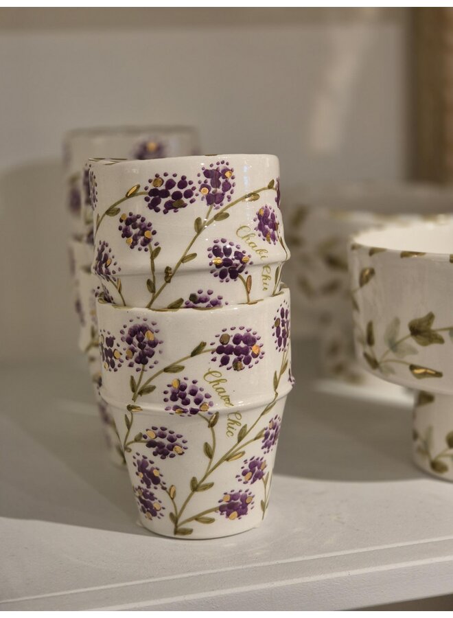 Cup medium  lavender gold ceramic