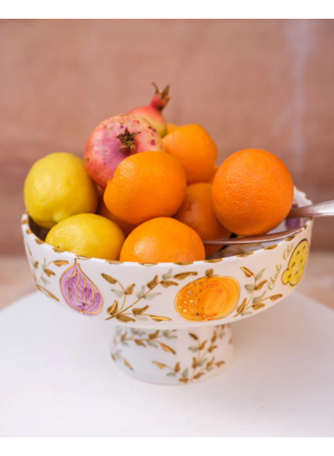 Fruit bowl tutti frutti gold on foot