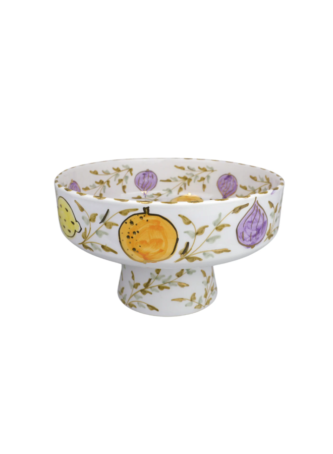 Fruit bowl tutti frutti gold on foot