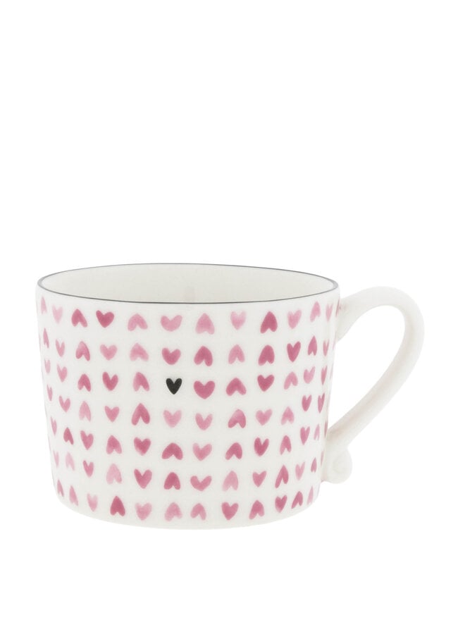 Cup White /Rose Hearts all over 10x8x7cm