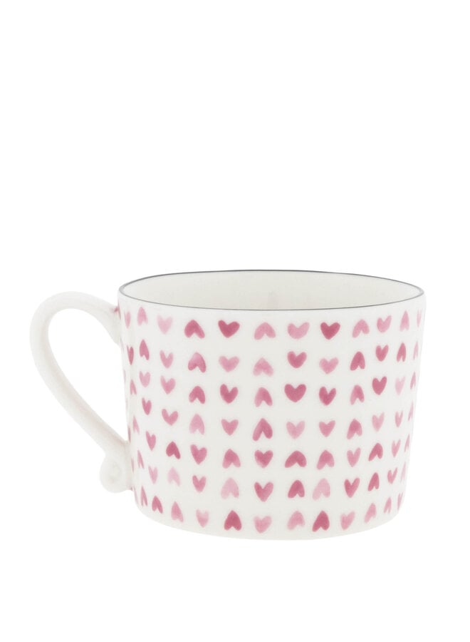 Cup White /Rose Hearts all over 10x8x7cm