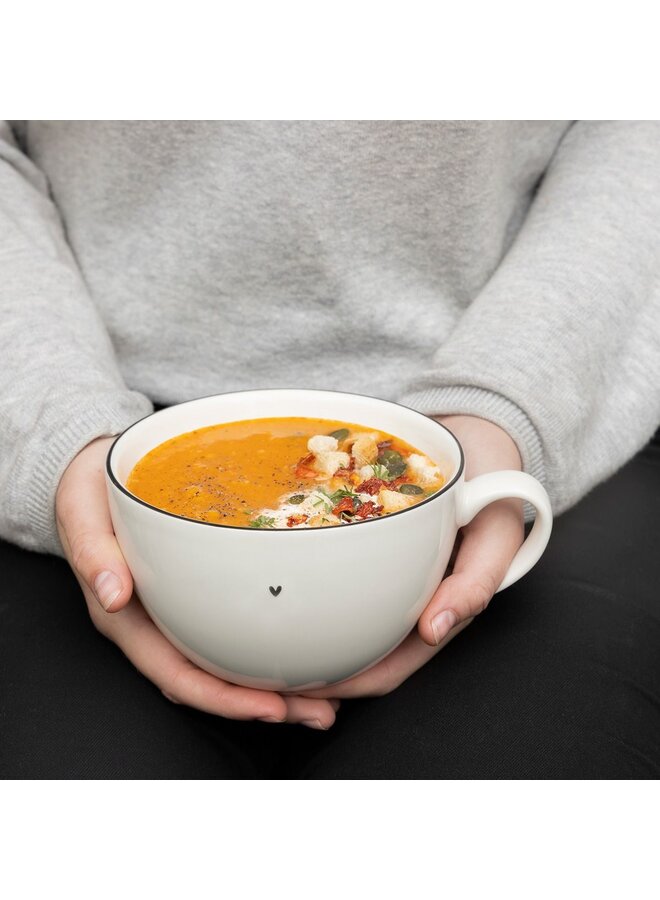 Soup Bowl White /edge Black Sm 13 cm