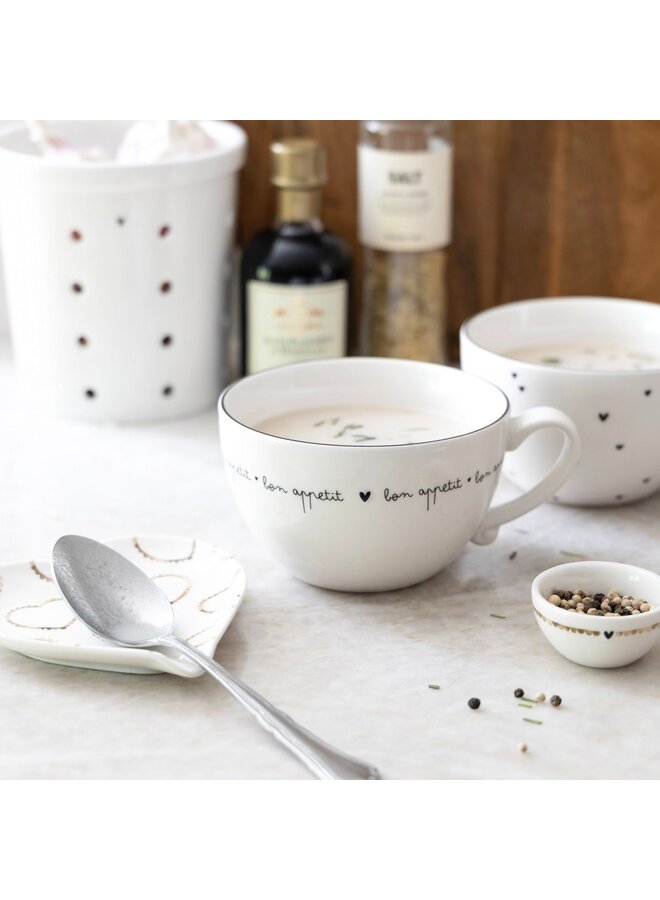Soup Bowl White/Bon Appetit 13x8 cm