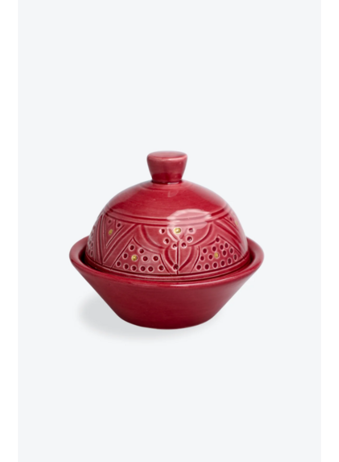 Sugar jar  Empreinte eggplant gold