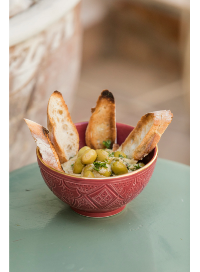 Large bowl rond empreinte aubergine gold ceramic