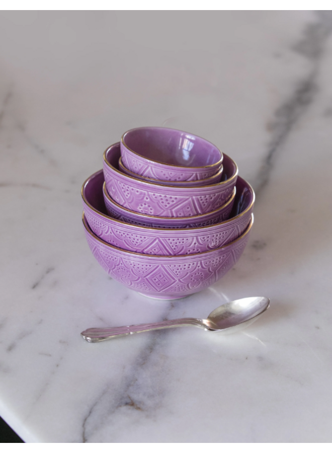 Salade bowl rond empreinte ceramic lila gold