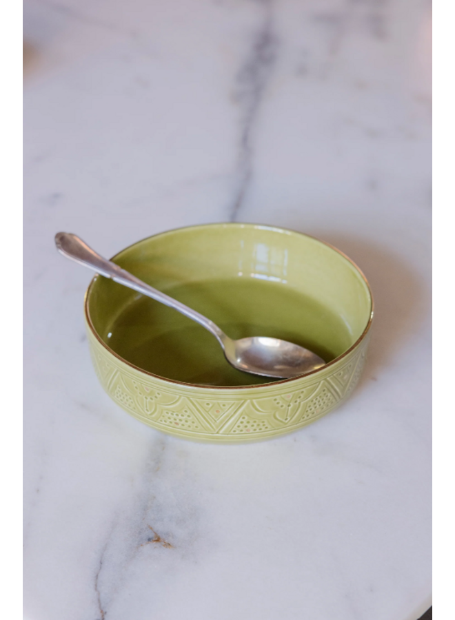 Straight serving dish empreinte kaki gold