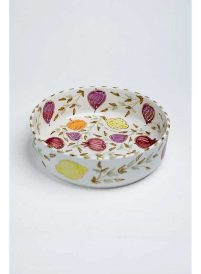 Straight serving dish Tutti frutti gold