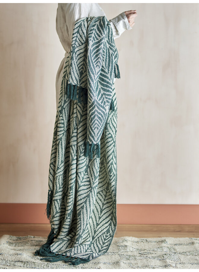 Ugento Throw, Green, Recycled Cotton 160x130cm