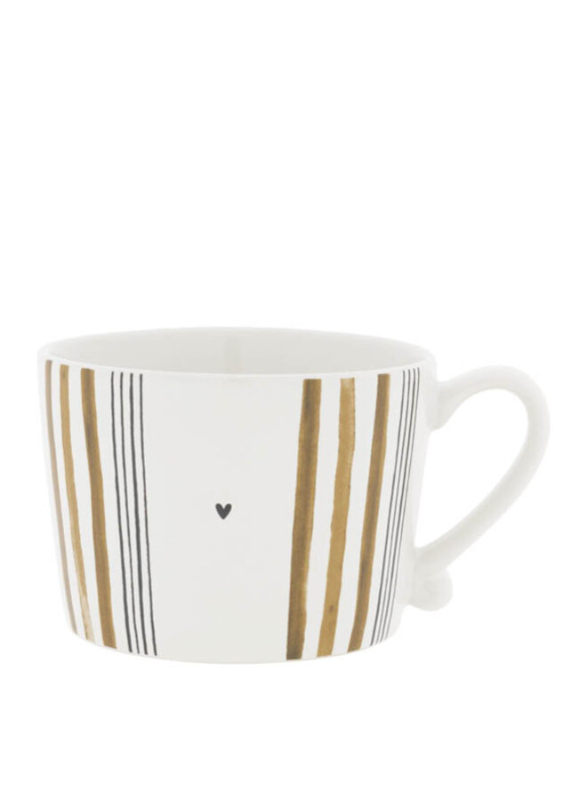 Cup White/Little Stripes Brown with Black 10x8x7cm