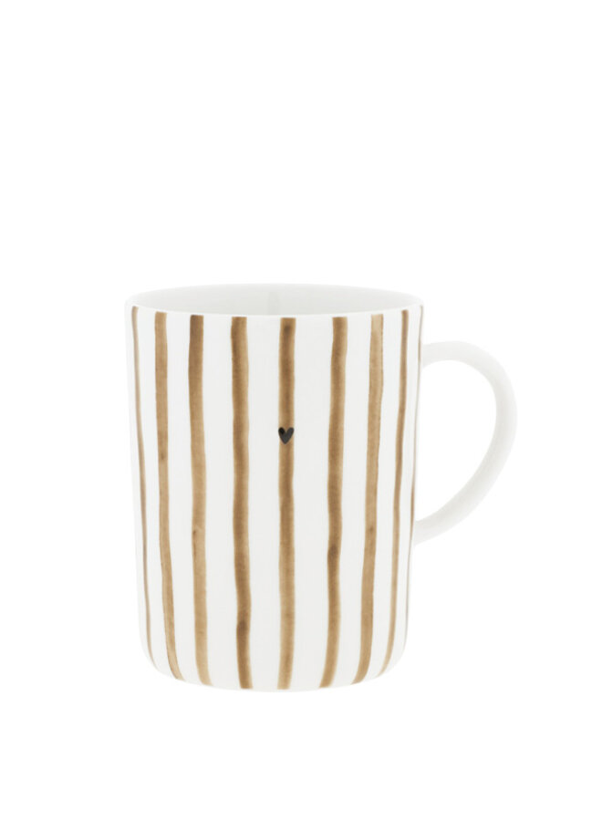Tea Mug White with Brown Stripes