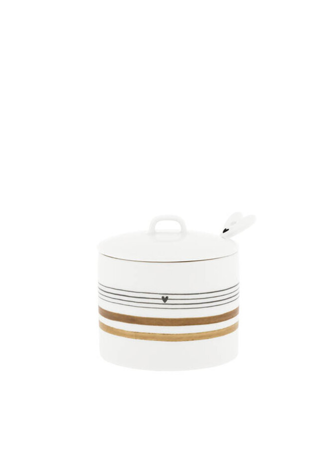 Sugar Bowl White/Brown and Black Stripes