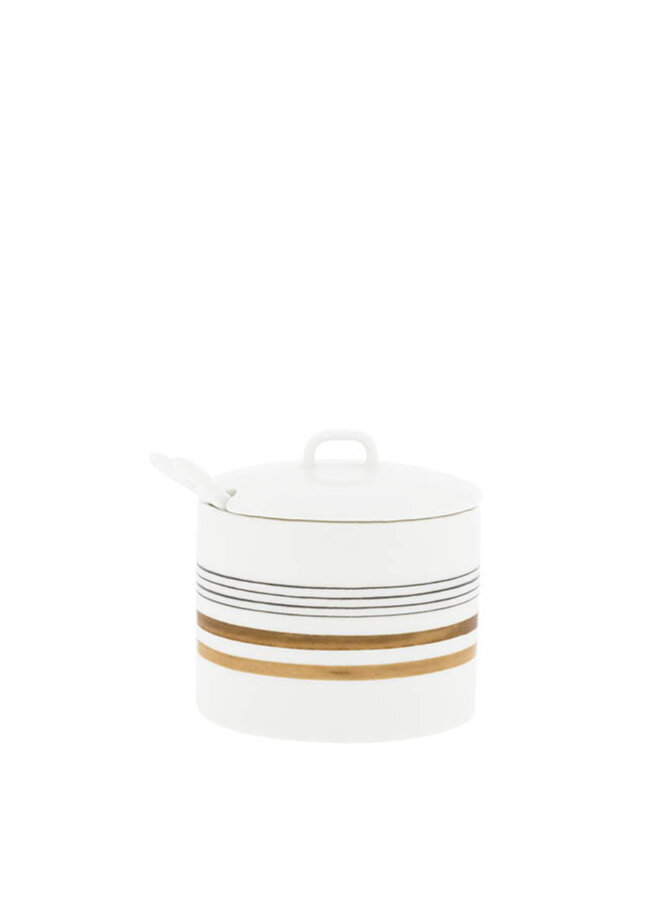 Sugar Bowl White/Brown and Black Stripes