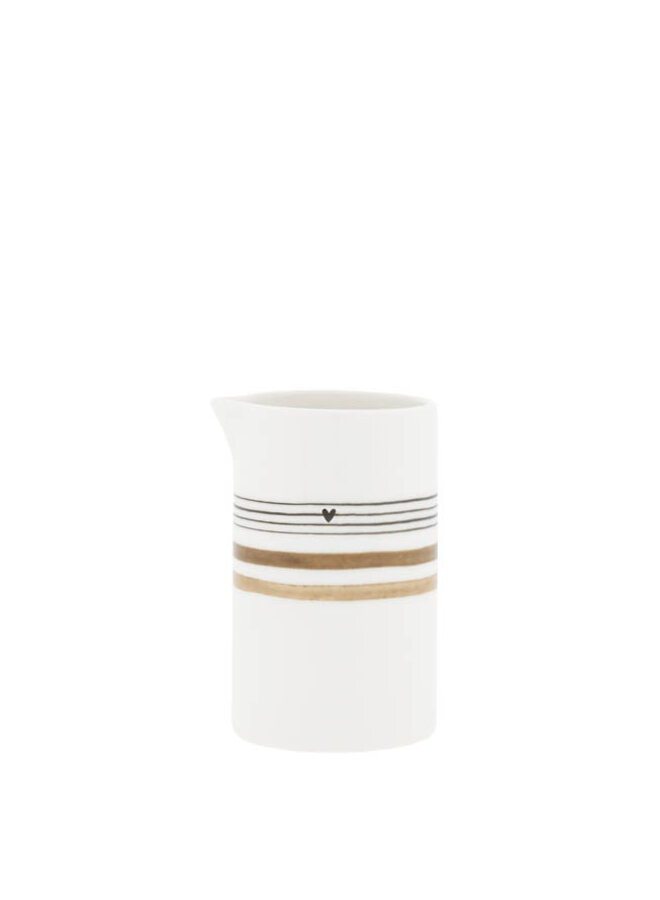 Milk Jug White/Brown and Black Stripes 6x10 cm