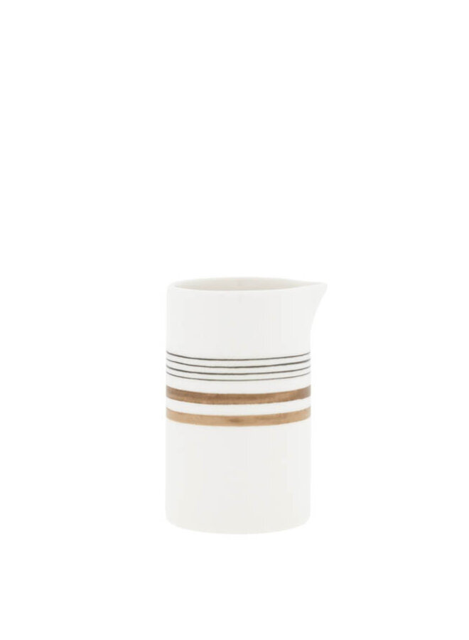 Milk Jug White/Brown and Black Stripes 6x10 cm