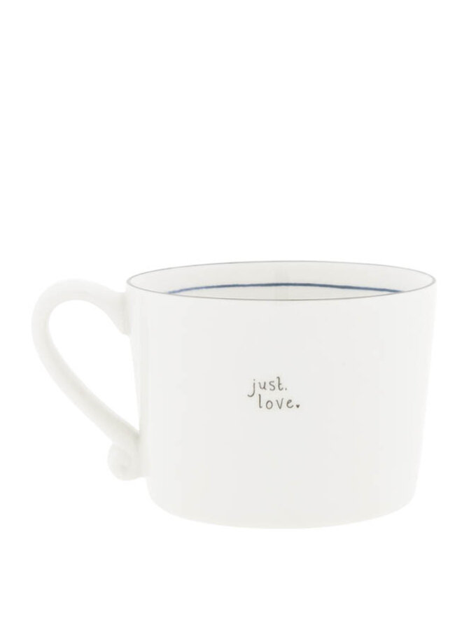 Cup White/Iris Blue Bow 10x8x7cm