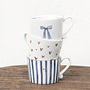 Cup White/Iris Blue Big Stripe 10x8x7cm