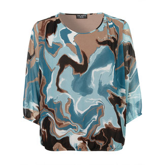 Outlet Shirt Via Appia Due blauw bruin print 652841