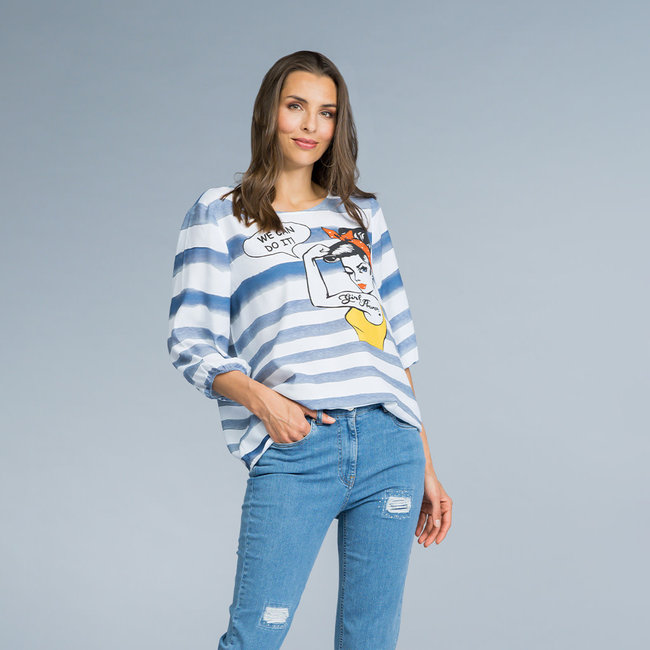 Blouse SeeYou wit gestreept print E32650