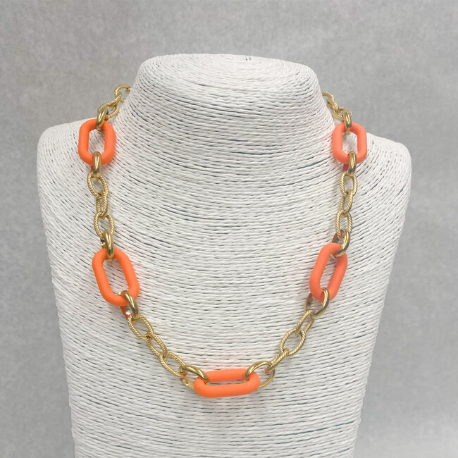 Halsketting kort goud oranje 200373