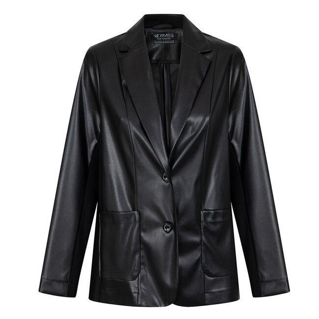 Jas Verpass zwart lederlook 8200