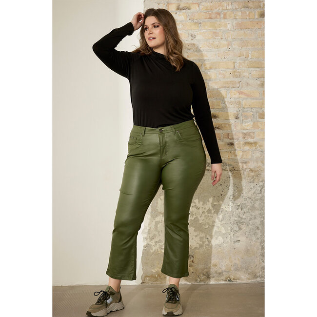 Broek Zhenzi lederlook groen 200512