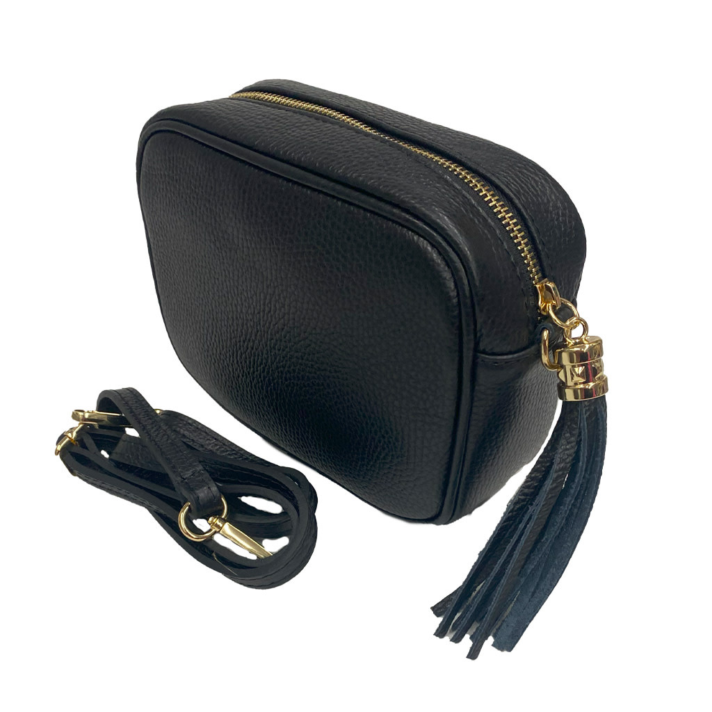 Handtas leder klein 1 rits zwart 2Fashion