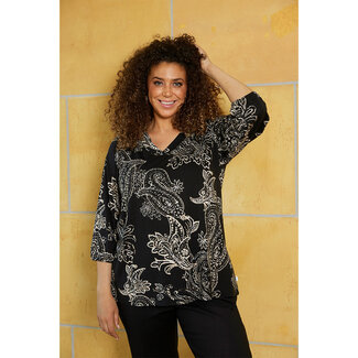 Zhenzi Shirt 3/4 mouw Zhenzi zwart print 200629