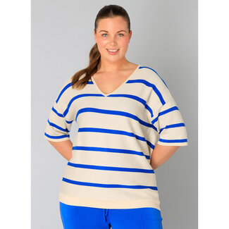 Outlet Shirt Yesta V-hals beige kobalt Valetine A005099