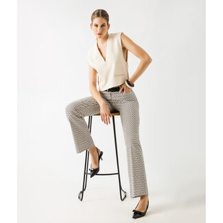 Outlet Broek Stark wit bruin print bootcut Janna 4030 176