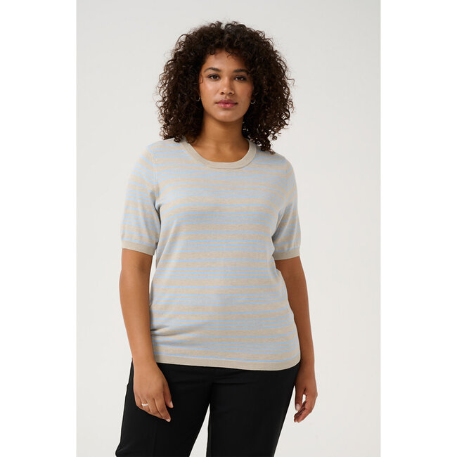 Shirt Kaffe Curve gebreid beige L.blauw 10582914